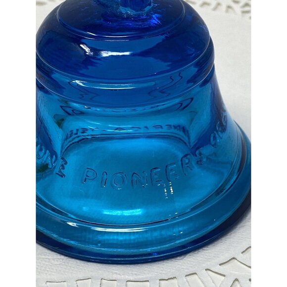Fenton Blue Glass Bell Paperweight Telephone Pioneers of America Insulator - Picture 6 of 9